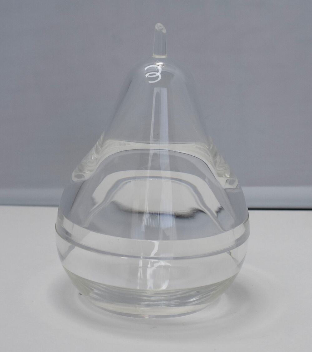 Lucite Acrylic Pear Shape Storage Container / Trinket Candy Box
